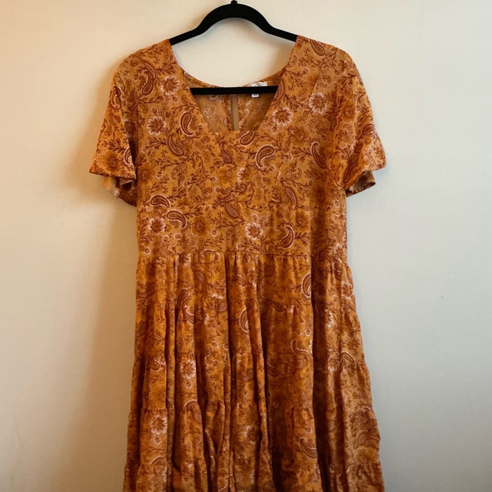 Elegant Paisley Orange Dress